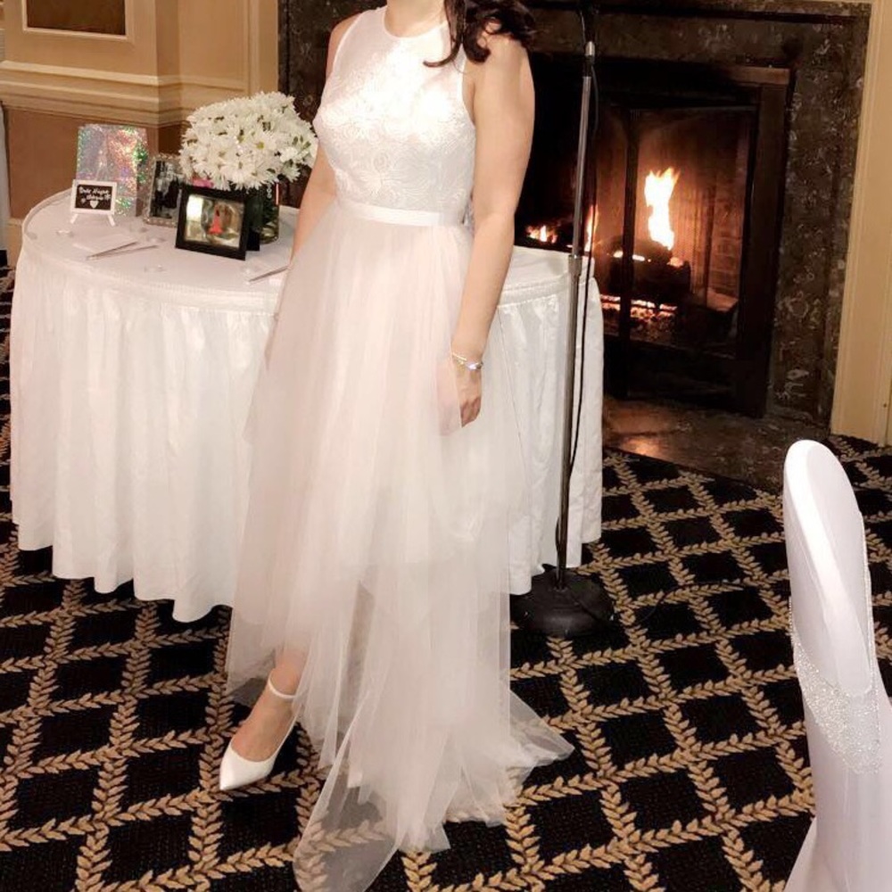 BCBG high low white tulle dress